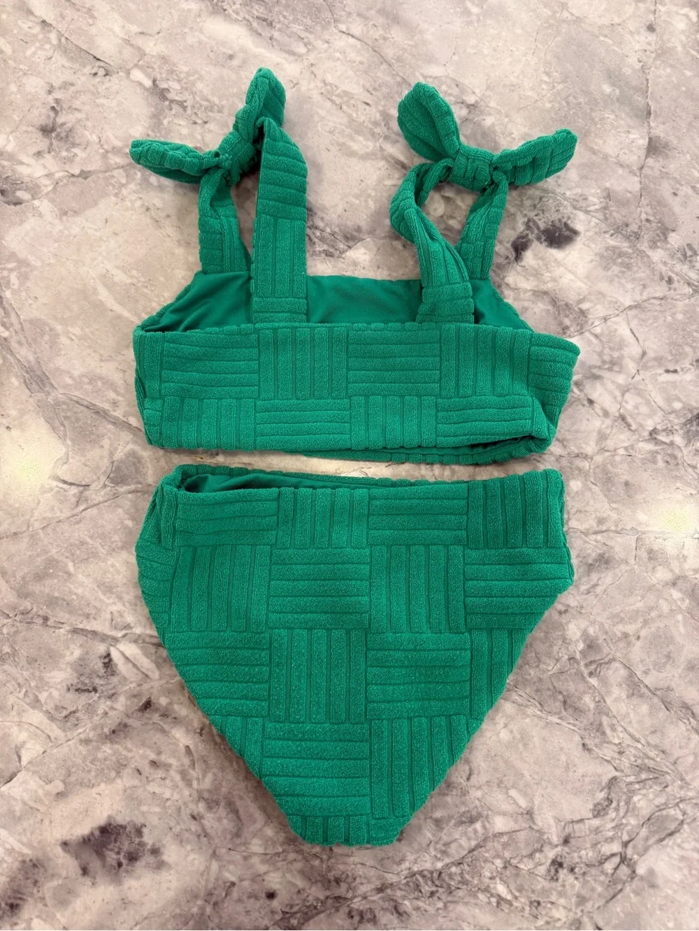 Beach Riot Girls Green Textured Two-Piece Bikini Set size 3/4